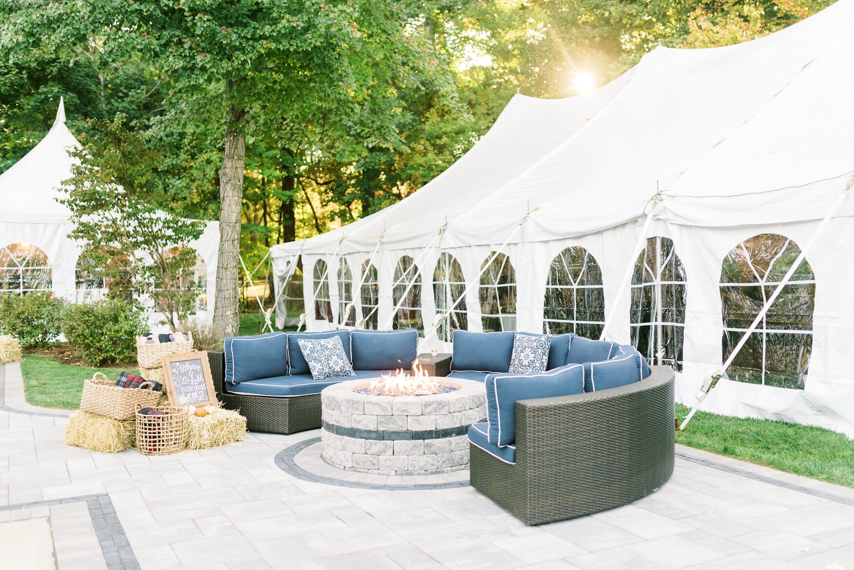 French window sidewall panels clipped onto a Baystate Tent & Party canopy tent