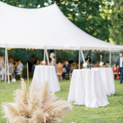cocktail tables and event tent